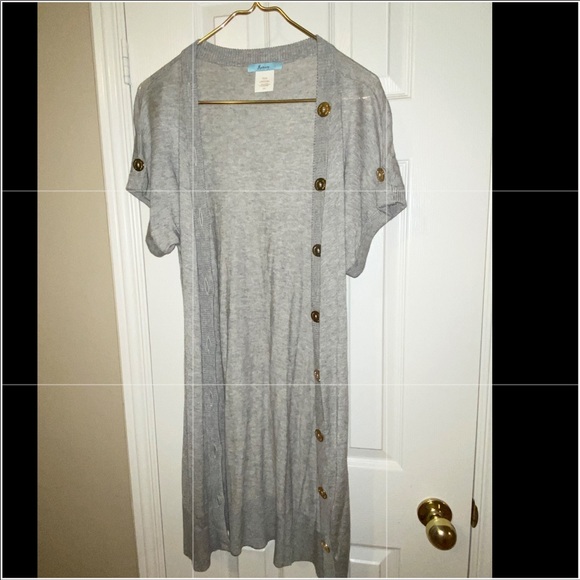 MARCIANO SHORT SLEEVED LONG GREY CARDIGAN - Picture 4 of 5